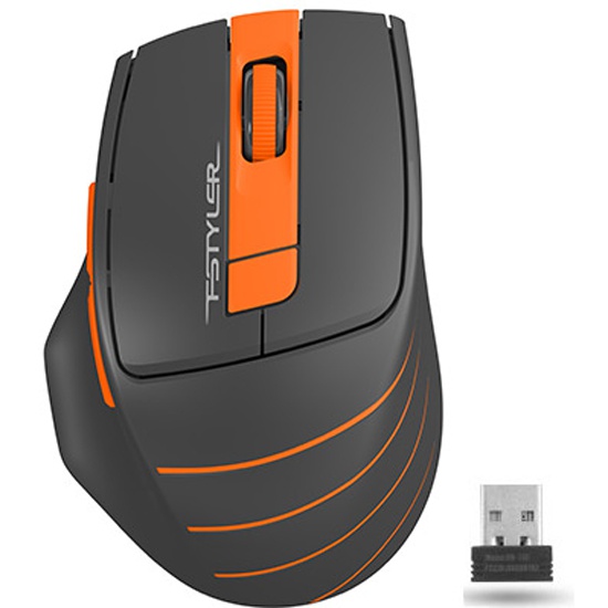 Мышь A4TECH Fstyler FG30 серый/оранжевый оптическая (2000dpi) беспроводная USB (1147562)